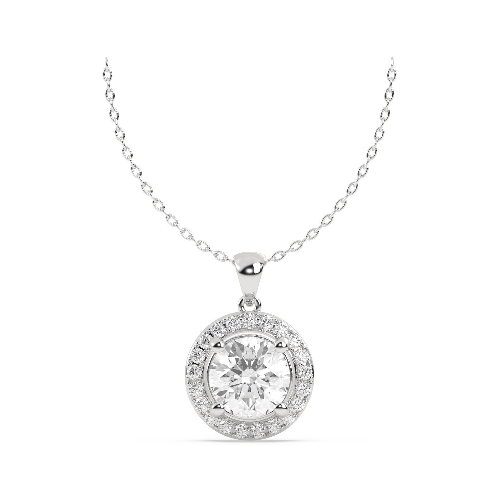 14k Wight Gold Studded 3.17 Carat Lab Grown Diamond Pendent With D Color VS1 Clarity.